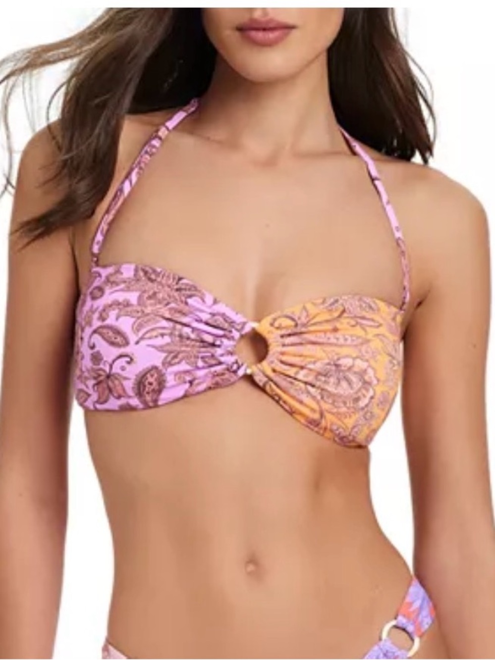 NWT Red Carter Paisley Halter Bandeau Swim Top Sz Medium